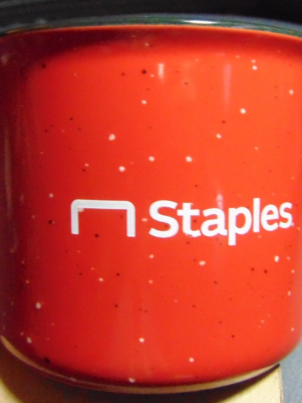 Staples Large Ceramic Mug, Coffee, Tea or Soup, Red Glazed, NEW